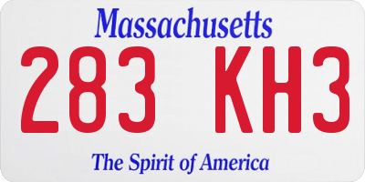 MA license plate 283KH3