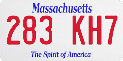 MA license plate 283KH7