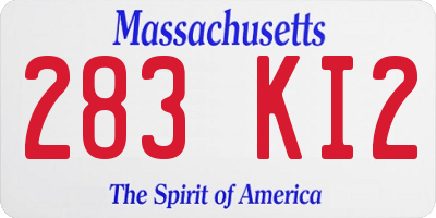 MA license plate 283KI2