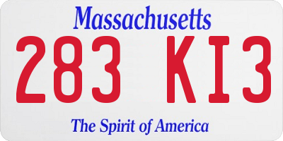 MA license plate 283KI3