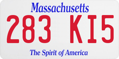 MA license plate 283KI5