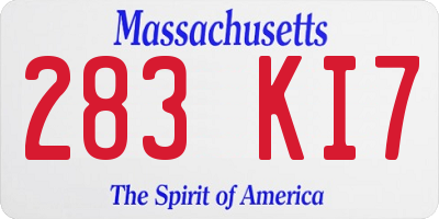 MA license plate 283KI7