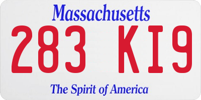 MA license plate 283KI9