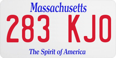 MA license plate 283KJ0
