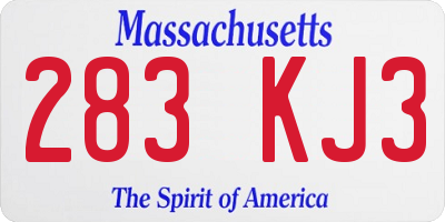 MA license plate 283KJ3