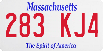 MA license plate 283KJ4