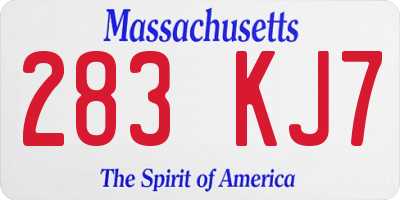 MA license plate 283KJ7