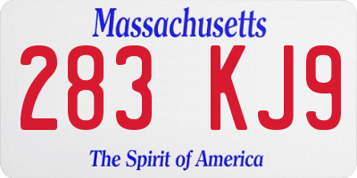 MA license plate 283KJ9