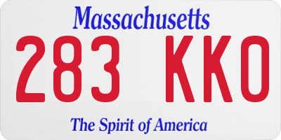MA license plate 283KK0