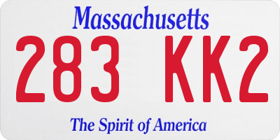 MA license plate 283KK2
