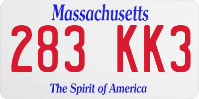 MA license plate 283KK3