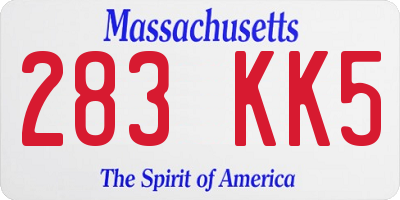 MA license plate 283KK5