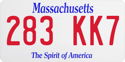MA license plate 283KK7
