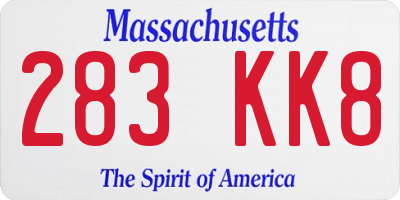 MA license plate 283KK8