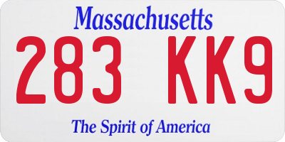 MA license plate 283KK9