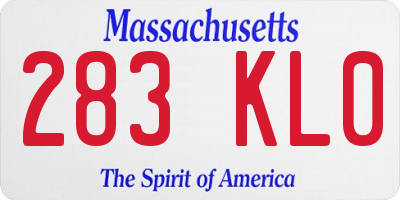 MA license plate 283KL0