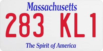 MA license plate 283KL1