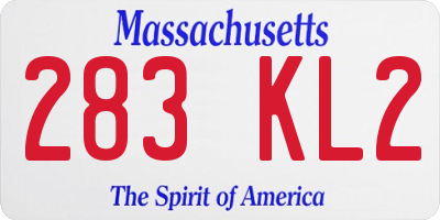 MA license plate 283KL2