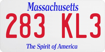 MA license plate 283KL3