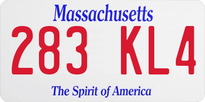 MA license plate 283KL4
