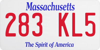 MA license plate 283KL5