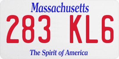 MA license plate 283KL6
