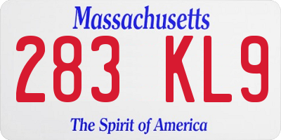 MA license plate 283KL9