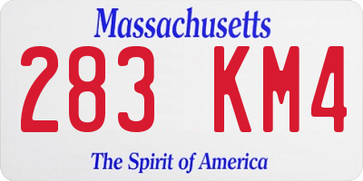 MA license plate 283KM4