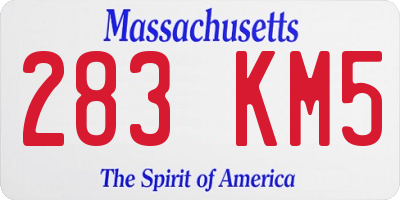 MA license plate 283KM5