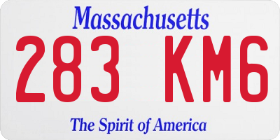 MA license plate 283KM6
