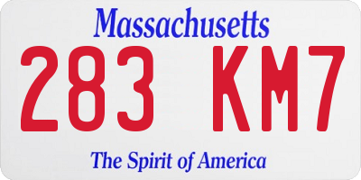 MA license plate 283KM7