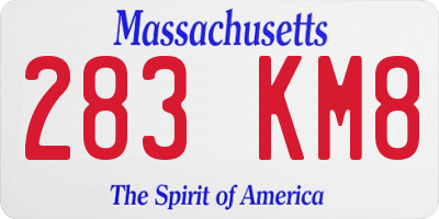 MA license plate 283KM8