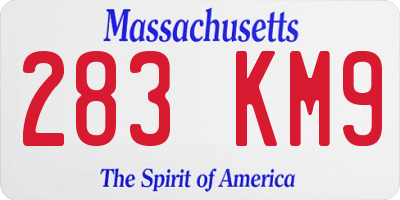 MA license plate 283KM9