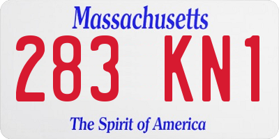 MA license plate 283KN1