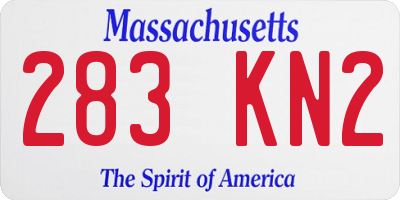 MA license plate 283KN2