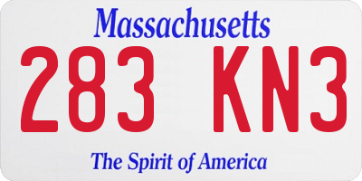 MA license plate 283KN3