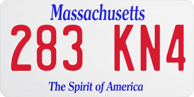 MA license plate 283KN4