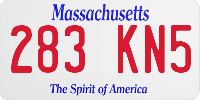 MA license plate 283KN5