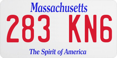 MA license plate 283KN6