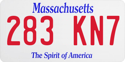 MA license plate 283KN7