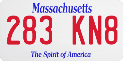 MA license plate 283KN8