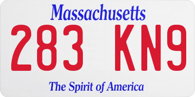 MA license plate 283KN9