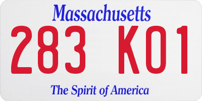 MA license plate 283KO1