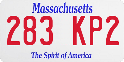 MA license plate 283KP2