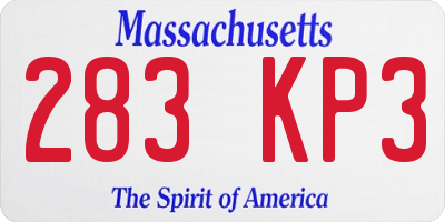 MA license plate 283KP3