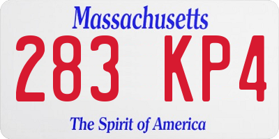 MA license plate 283KP4