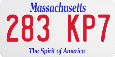 MA license plate 283KP7