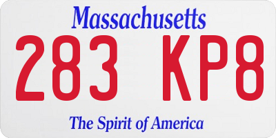 MA license plate 283KP8