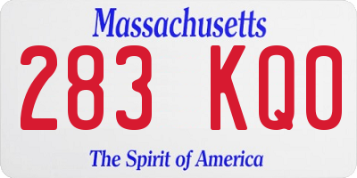 MA license plate 283KQ0