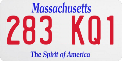MA license plate 283KQ1